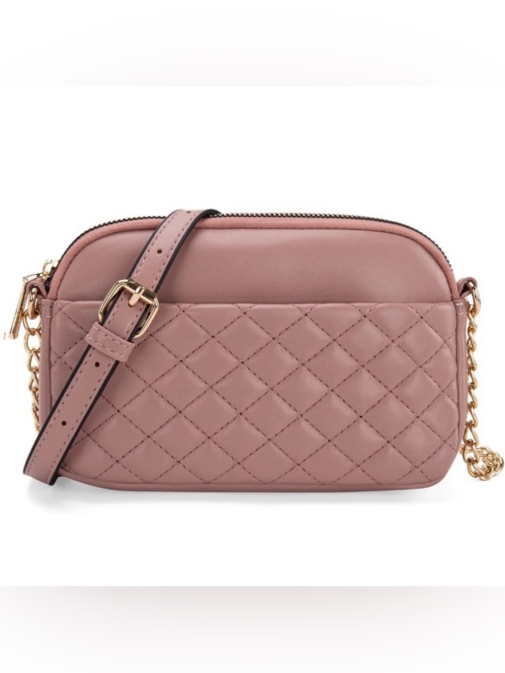 Montana West Quilted Crossbody Bag in Dusty Rose with Gold Hardware